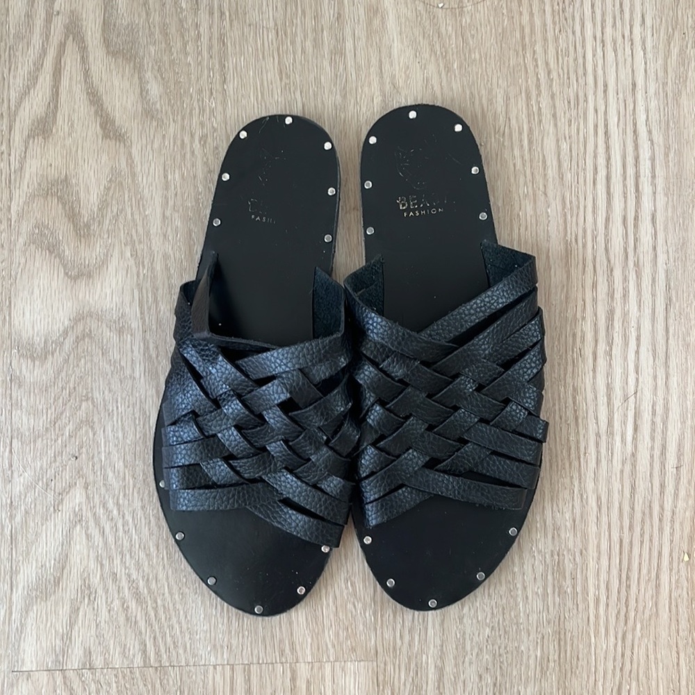 Leather knit Sandals